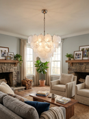 Elegant White Murano Disc Chandelier