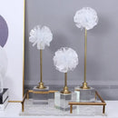GobekUsa Crystal Flower Glass Craft Hyalinite Sculpture Metal Decor Figurine