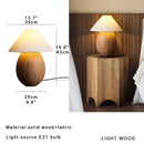 GobekUsa Elegant Wood Table Lamp for Bedroom Office Decor