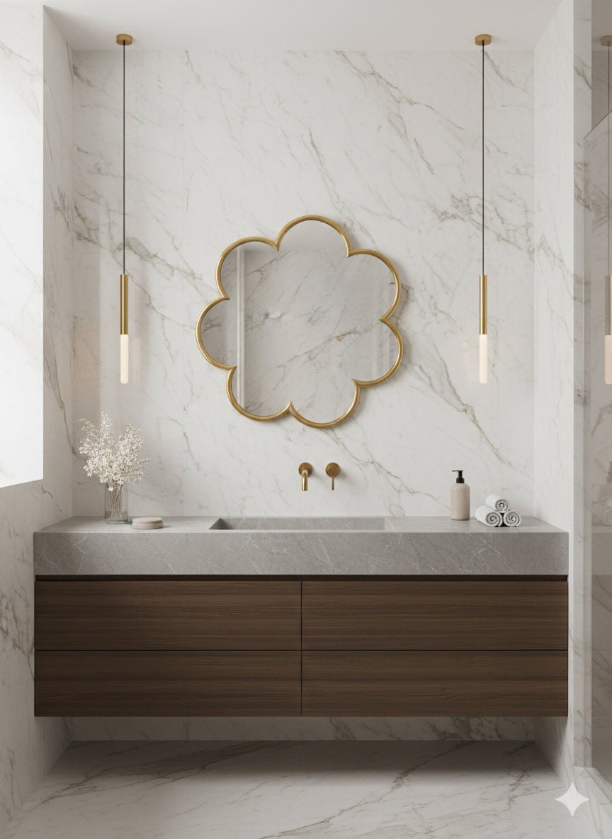 Handmade Flower Brass Mirror - Customized Gold Frame, photo 2 of 13