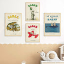 GobekUsa Elephant Cartoon Family Canvas Wall Art - Kids Room Decor