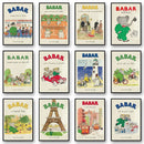 GobekUsa Elephant Family Cartoon Poster for Kids Room
