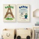 GobekUsa Elephant Family Yoga Cartoon Poster for Kids Room