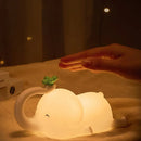 Elephant silicone night light bedroom decor with green clover by Decorbites