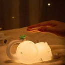 Elephant silicone night light bedroom decor with green clover by Decorbites