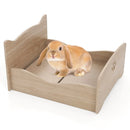 Elevated Pet Bed Frame with Rails and Cute Headboards-Walnut by LJGDeals