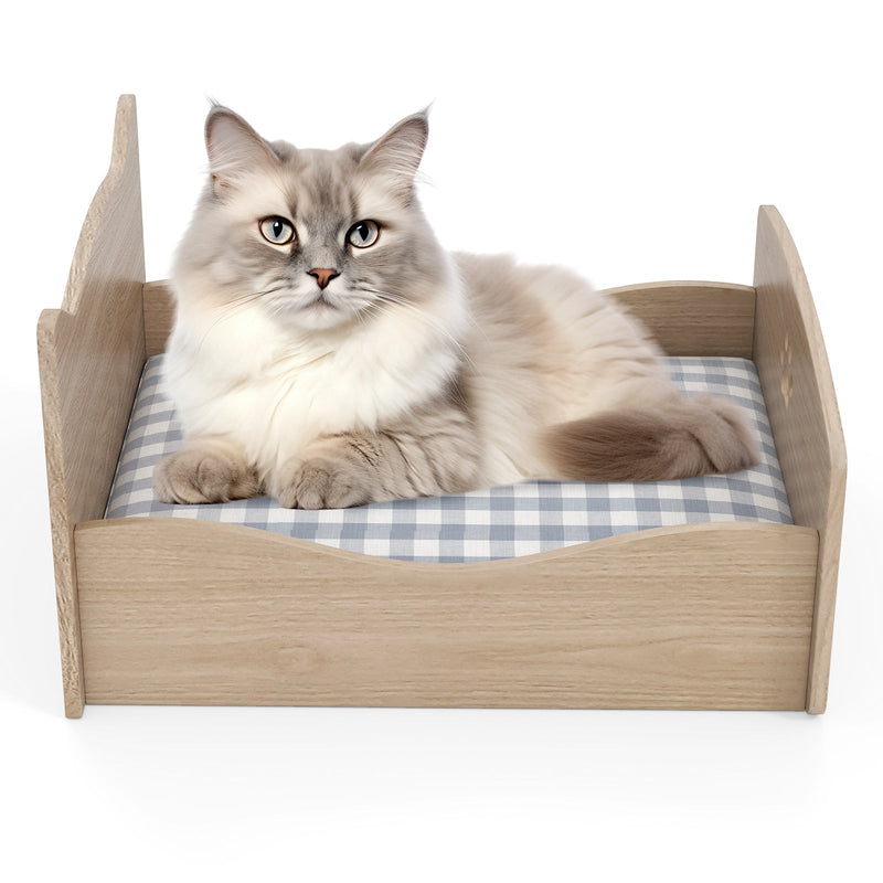 Elevated Pet Bed Frame with Rails and Cute Headboards-Walnut, photo 3 of 8