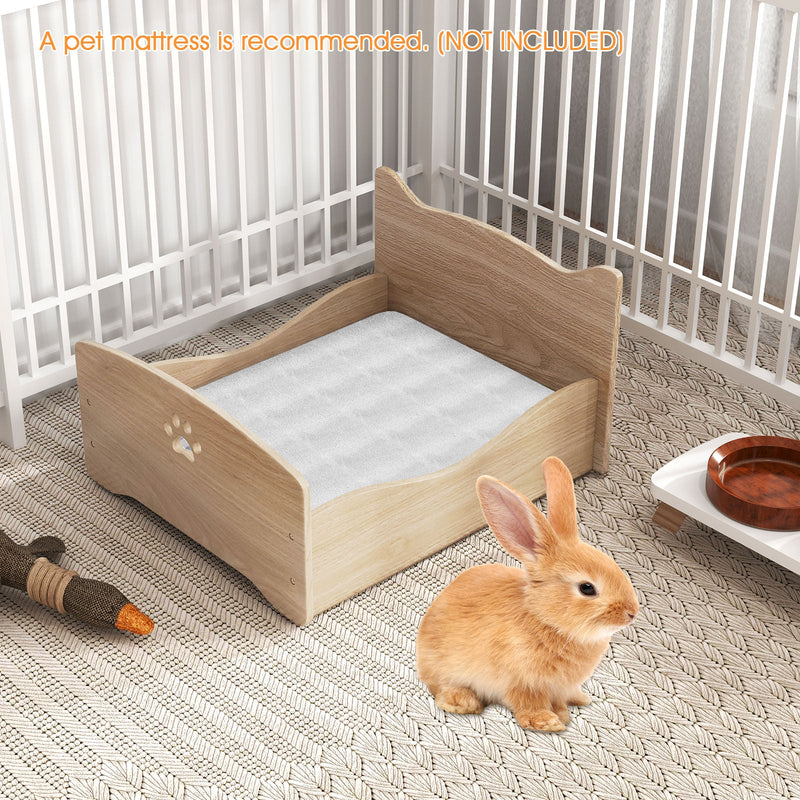 Elevated Pet Bed Frame with Rails and Cute Headboards-Walnut, photo 6 of 8
