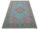 Eliane Custom Made Traditional Style Pink And Blue Hand Knotted Wool Area Rug