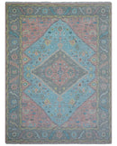 Eliane Custom Made Traditional Style Pink And Blue Hand Knotted Wool Area Rug