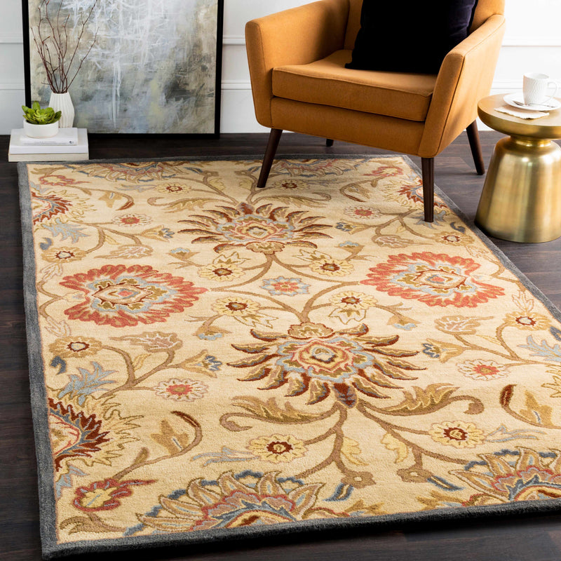 Caesar 1116 Hand Tufted Beige & Rust Wool Rug