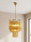 Solene Tiered Amber Glass Chandelier