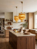 Solene Tiered Amber Glass Chandelier
