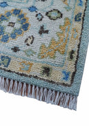 Ellie Blue And Beige Turkish Design Hand Knotted Wool Rug by The Rug Decor