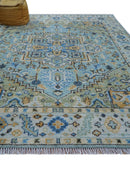 Ellie Blue And Beige Turkish Design Hand Knotted Wool Rug by The Rug Decor