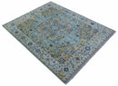Ellie Blue And Beige Turkish Design Hand Knotted Wool Rug by The Rug Decor