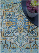 Ellie Blue And Beige Turkish Design Hand Knotted Wool Rug by The Rug Decor
