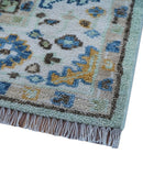 Ellie Hand Knotted Light Green And Ivory Turkish Design Wool Rug by The Rug Decor