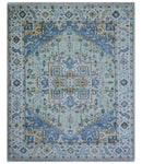 Ellie Hand Knotted Light Green And Ivory Turkish Design Wool Rug by The Rug Decor