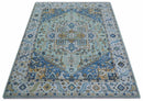 Ellie Hand Knotted Light Green And Ivory Turkish Design Wool Rug