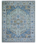 Ellie Hand Knotted Light Green And Ivory Turkish Design Wool Rug