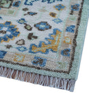 Ellie Hand Knotted Light Green And Ivory Turkish Design Wool Rug