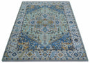 Ellie Hand Knotted Light Green And Ivory Turkish Design Wool Rug by The Rug Decor