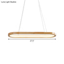 GobekUsa Ellipse Wood Pendant Lighting Fixture - LED Simplicity in Beige (27.5"/35.5" Long)