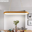GobekUsa Ellipse Wood Pendant Lighting Fixture - LED Simplicity in Beige (27.5"/35.5" Long)