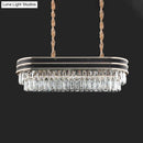 GobekUsa Elliptical Pendant Lamp with Cut Crystal - Modern 8-Bulb Hanging Light in Black for Island
