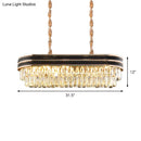 GobekUsa Elliptical Pendant Lamp with Cut Crystal - Modern 8-Bulb Hanging Light in Black for Island
