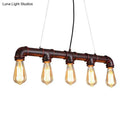 GobekUsa Elongated Pipe Island Pendant Light - Farmhouse Metallic Fixture with 5 Heads for Dining Room