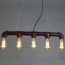 GobekUsa Elongated Pipe Island Pendant Light - Farmhouse Metallic Fixture with 5 Heads for Dining Room
