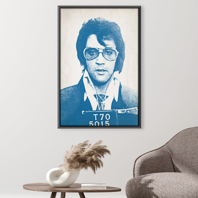 Elvis Mugshot Blue Canvas