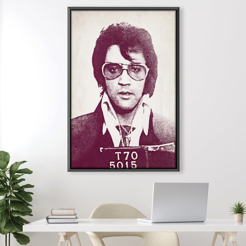 Elvis Mugshot Red Canvas