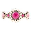 Embellished Pink Quartz Golden Cuff Bracelet