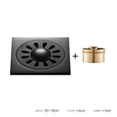 Embossed floral black brass square floor drain shower room by Decorbites