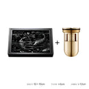 Embossed floral black brass square floor drain shower room by Decorbites