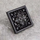 Embossed floral black brass square floor drain shower room by Decorbites