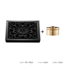Embossed floral black brass square floor drain shower room by Decorbites