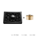 Embossed floral black brass square floor drain shower room by Decorbites