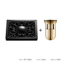 Embossed floral black brass square floor drain shower room by Decorbites