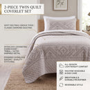 DaDa Bedding Whimsical Lavender Grey Cottage Soft Quilted Coverlet Bedspread Set (JHW866)