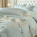 GobekUsa Blue Butterfly Flower 600TC Egyptian Cotton Duvet Cover Set