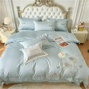 GobekUsa Blue Butterfly Flower 600TC Egyptian Cotton Duvet Cover Set
