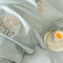 GobekUsa Blue Butterfly Flower 600TC Egyptian Cotton Duvet Cover Set