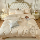 GobekUsa Blue Butterfly Flower 600TC Egyptian Cotton Duvet Cover Set