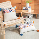 Embroidered blue tufted pillow cover bedroom boho cushion by Decorbites