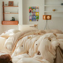 GobekUsa Embroidered Fleece Winter Bedding Set: Duvet Cover, Sheet, Quilt, Pillowcases