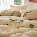 GobekUsa Embroidered Fleece Winter Bedding Set: Duvet Cover, Sheet, Quilt, Pillowcases